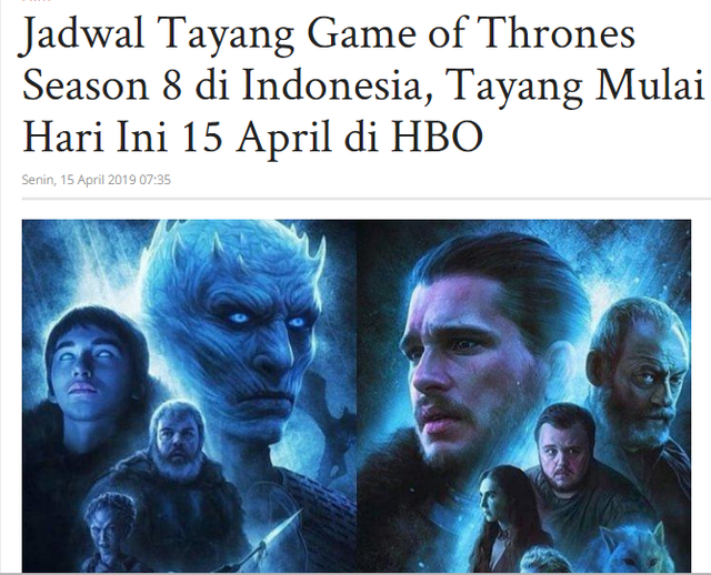 Penantian 595 Hari Telah Usai Game Of Thrones Tayang Hari Ini